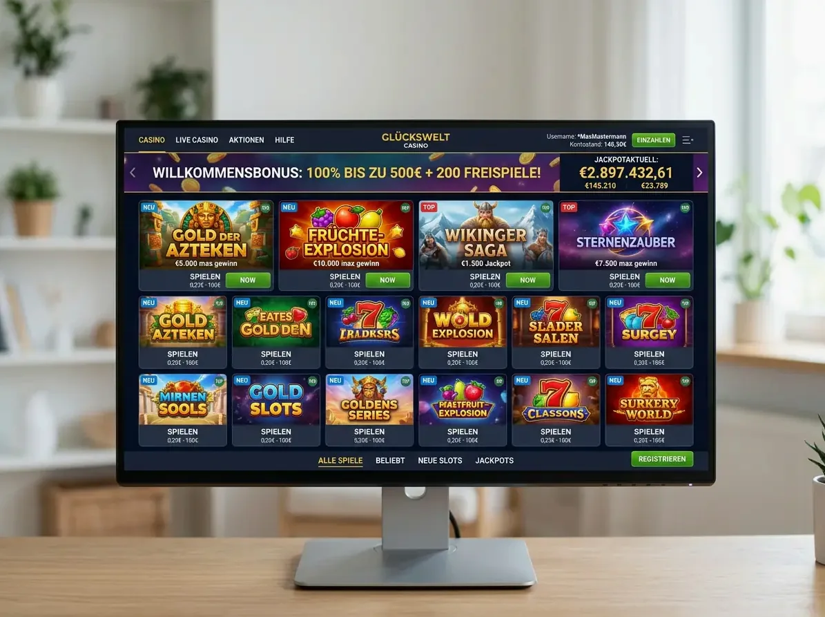 Lobby von Wildz mit Slots, Live-Casino und Tischspielen
